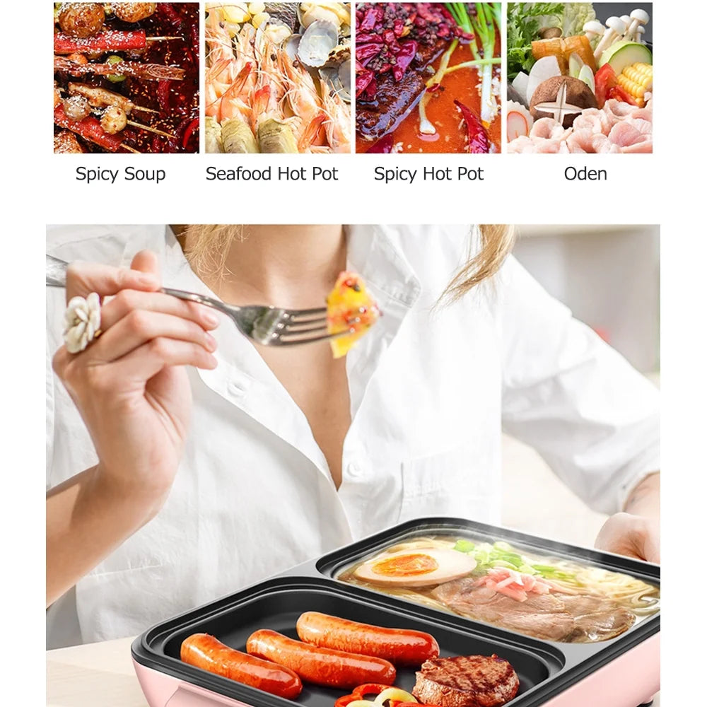 Electric Grill Pan 2 Speed 1200W Multifunctional Hot Pot Barbecue Machine N104