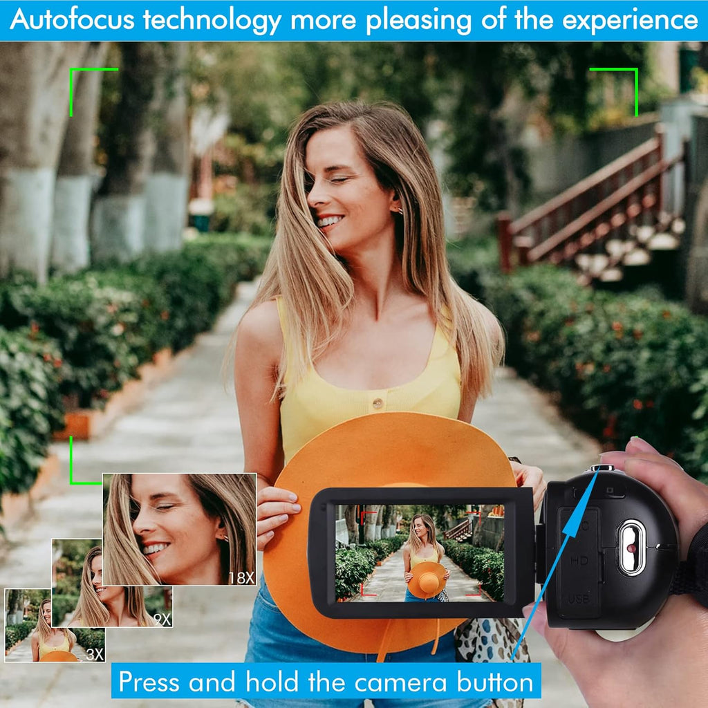 4K 48MP Autofocus Camcorder with WiFi, 18X Digital Zoom, External Microphone, 32GB SD Card, 2 Batteries C10192