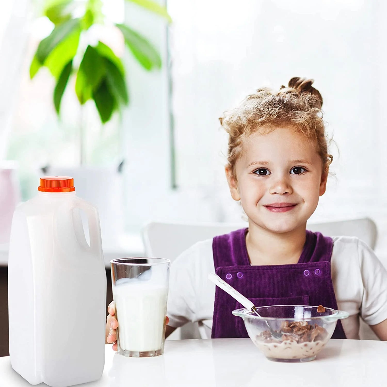 64 Oz. HDPE Plastic Juice Bottles with Tamper Evident Caps, Set of 6 B276650