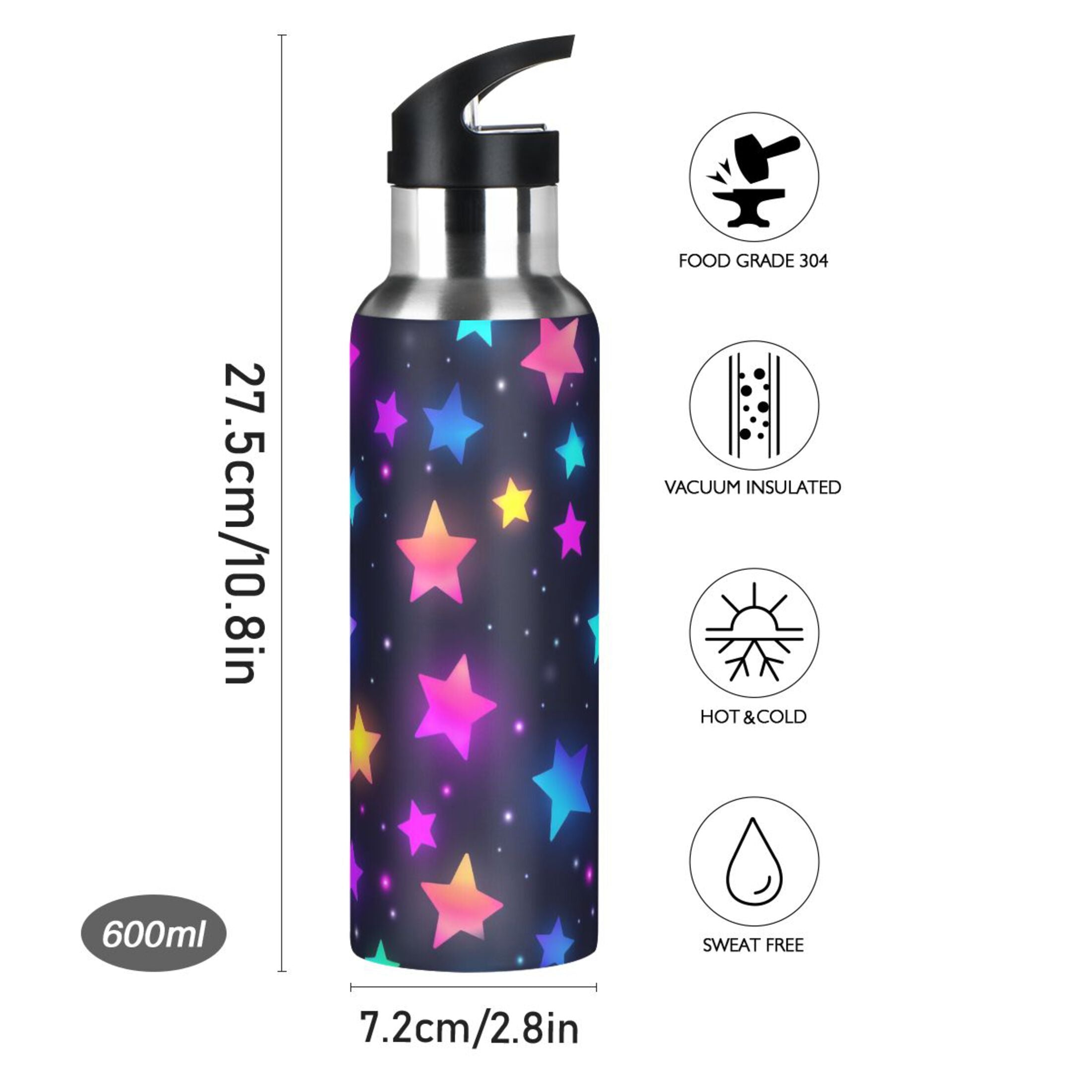 20 oz Insulated Stainless Steel Water Bottle with Straw Lid P842