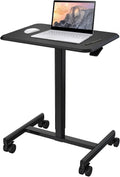Rolling Laptop Desk, Pneumatic Mobile Standing Desk with Locking Casters, Adjustable Height Lectern, Portable Podium B767