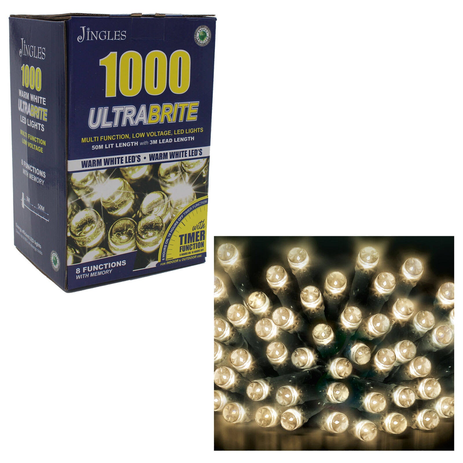 1000 Warm White Christmas Lights with Timer Y203811