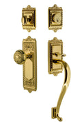 Egg and Dart Plate S Grip Entry Set with Knob, Lifetime Brass Y824018