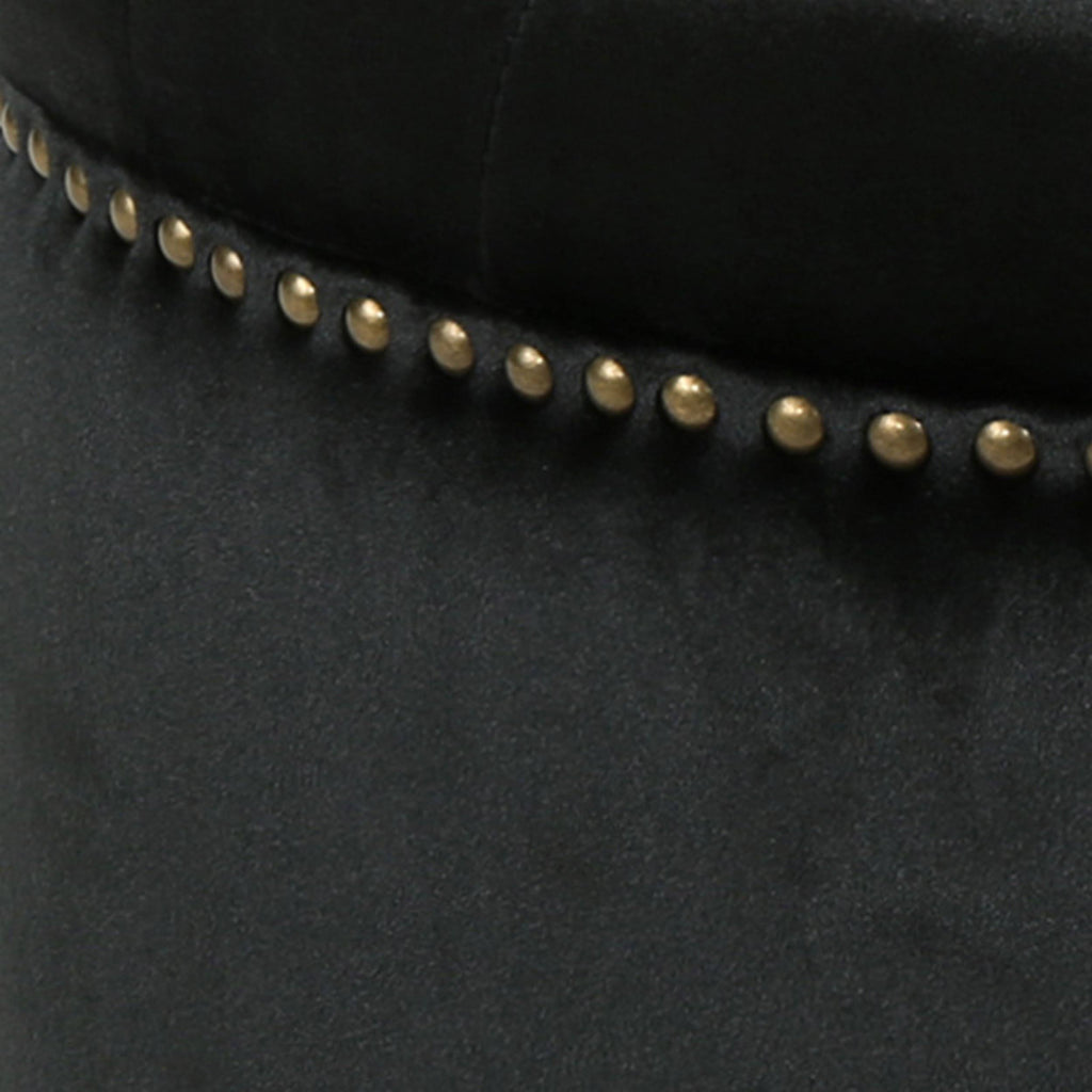 Black Velvet Tufted Ottoman X4072