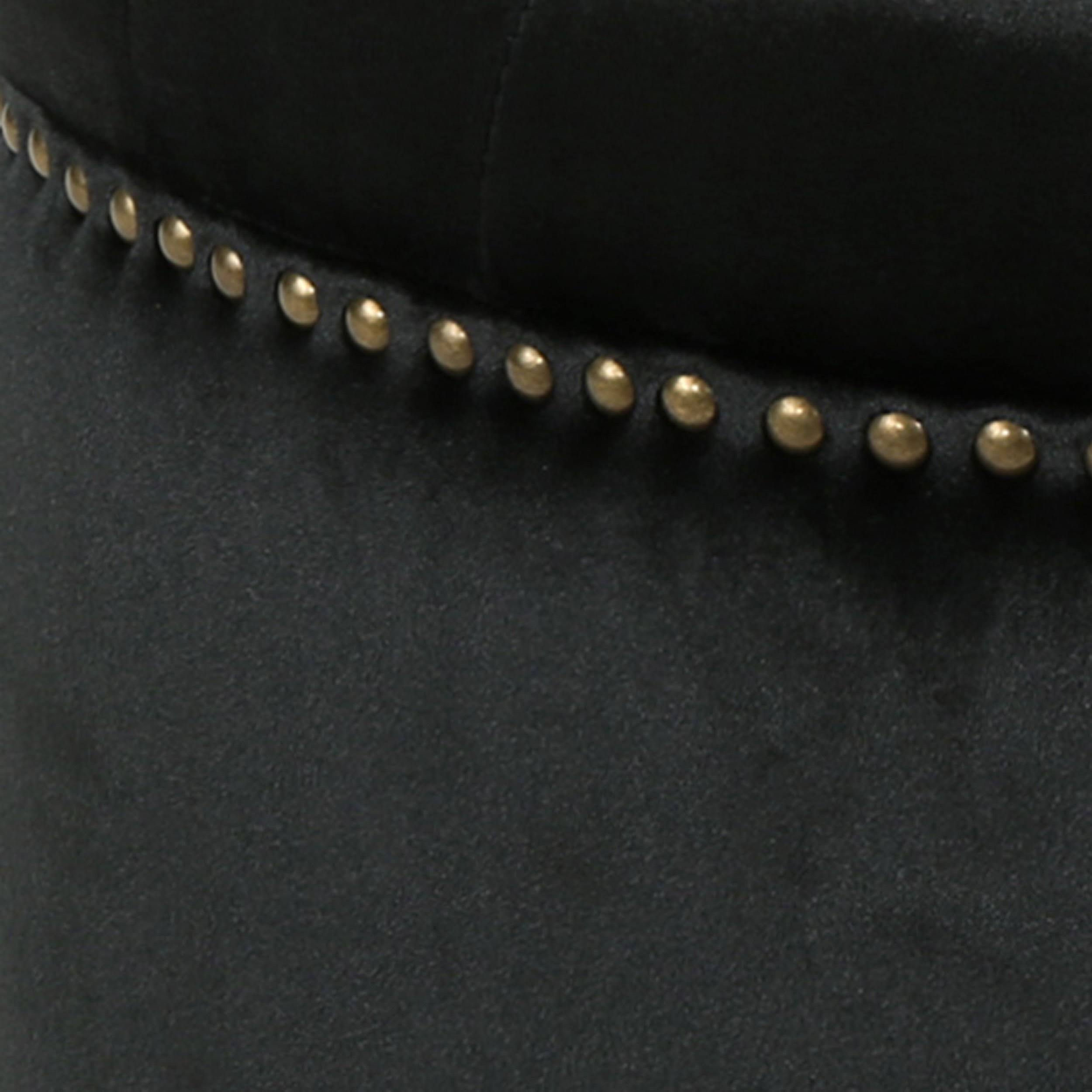 Black Velvet Tufted Ottoman X4072