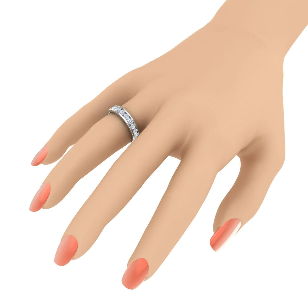 14K White Gold Diamond Wedding Band Ring F63278