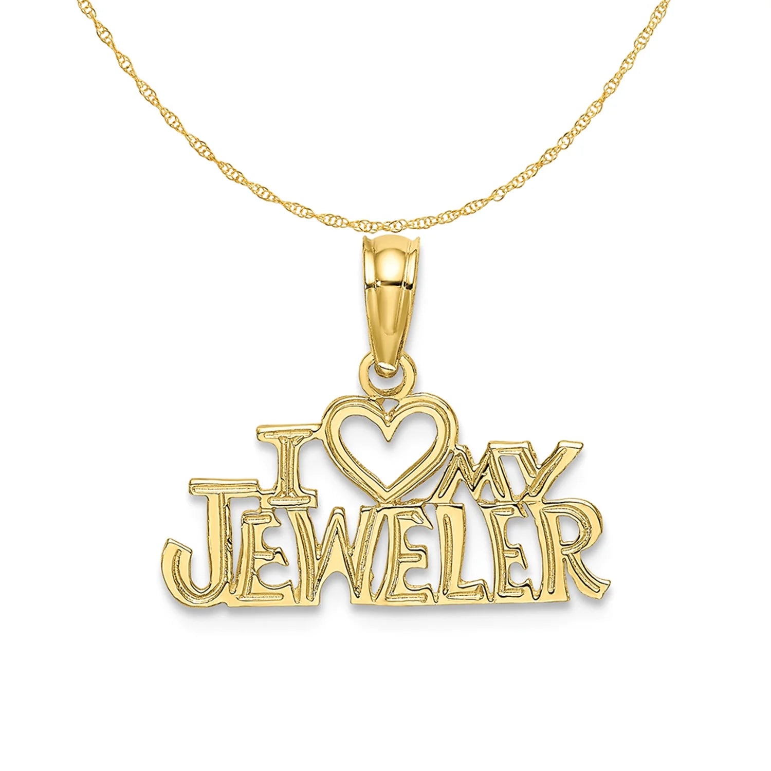 10K Yellow Gold Pendant Charm with Rope Chain Necklace 18'' G911