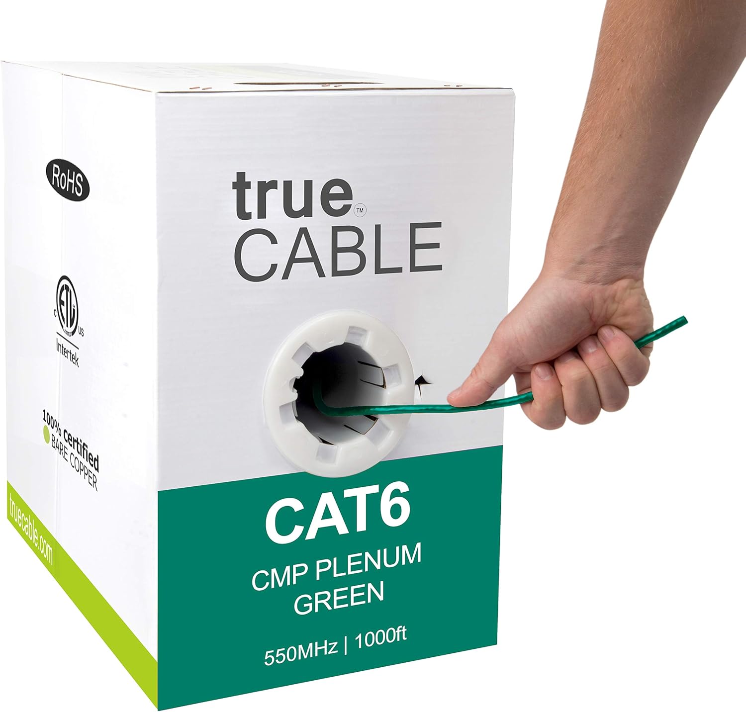 1000ft Black 23AWG 4 Pair Solid Bare Copper Bulk Ethernet Cable C9005