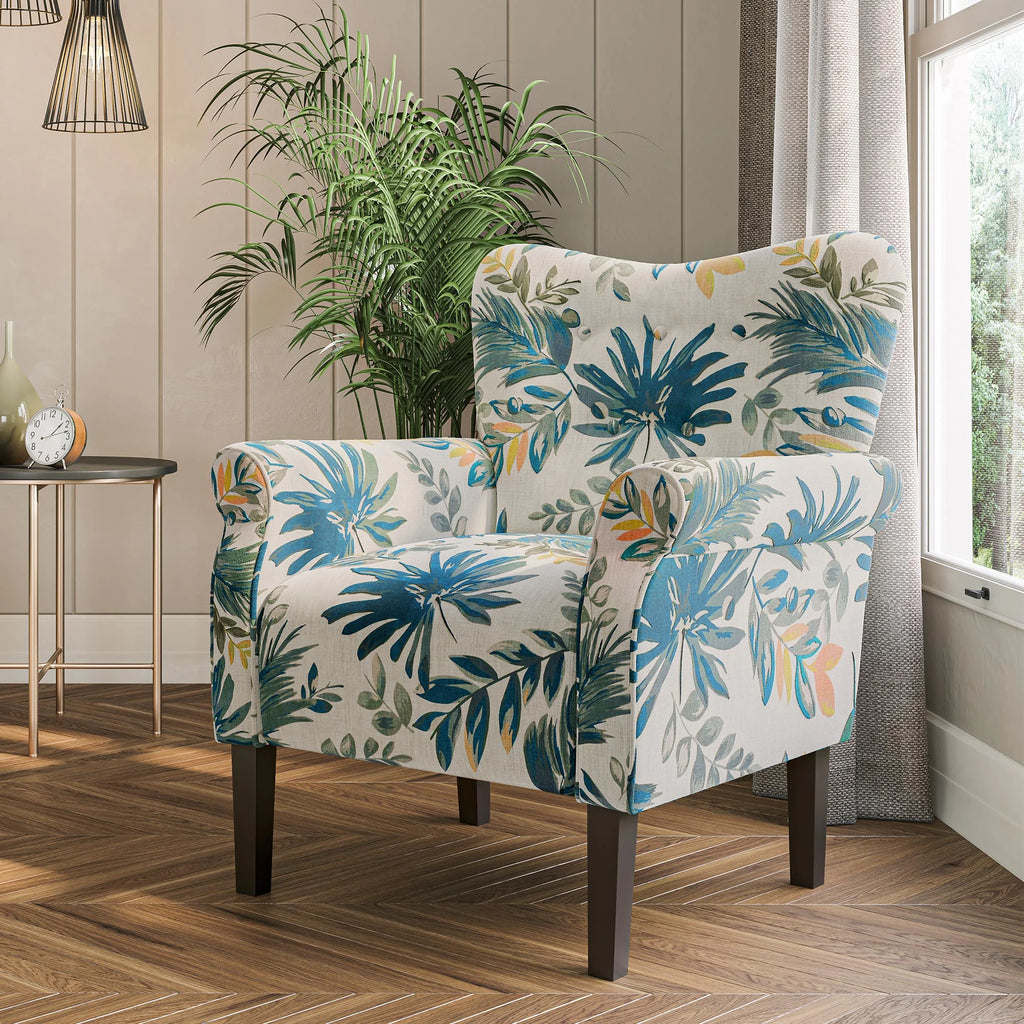 Blue Floral Accent Armchair M4785