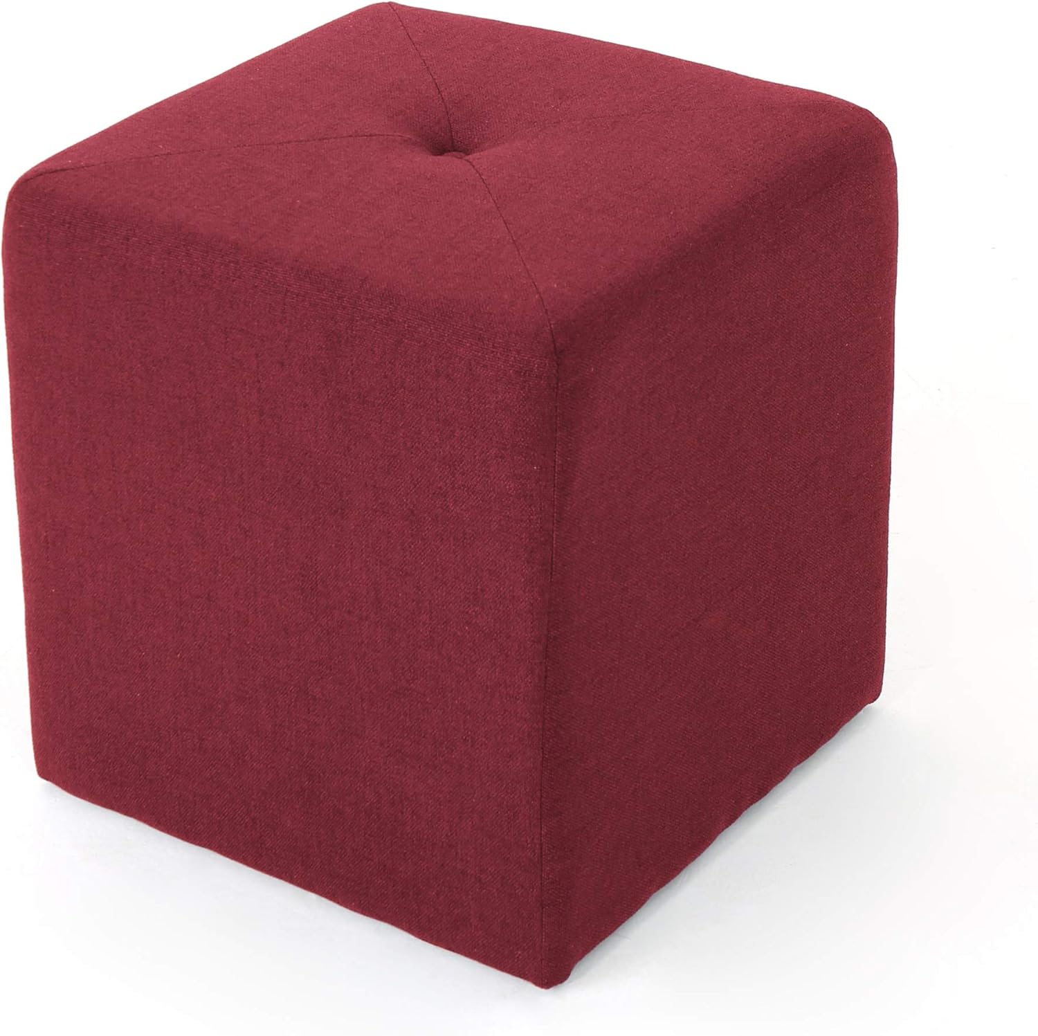Deep Red Fabric Square Ottoman G875040