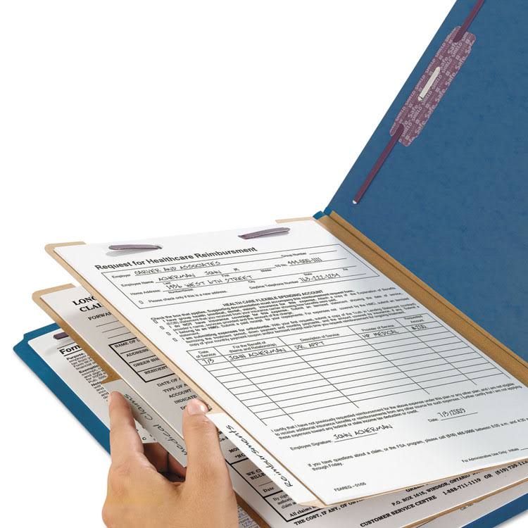 Dark Blue Legal Size Pressboard Classification Folders with Fasteners, 10/Box T998