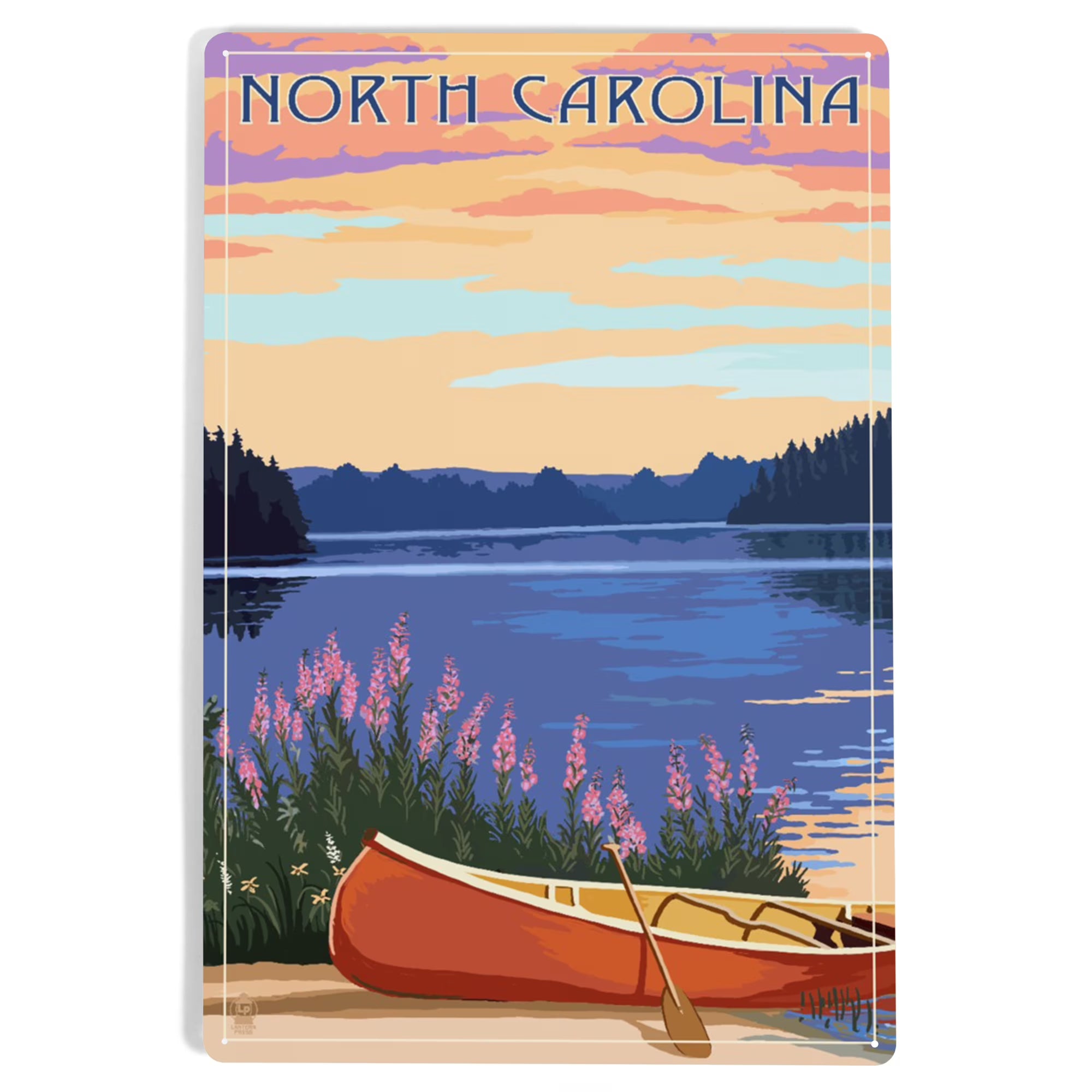 Canoe and Lake Metal Sign Decor T1968