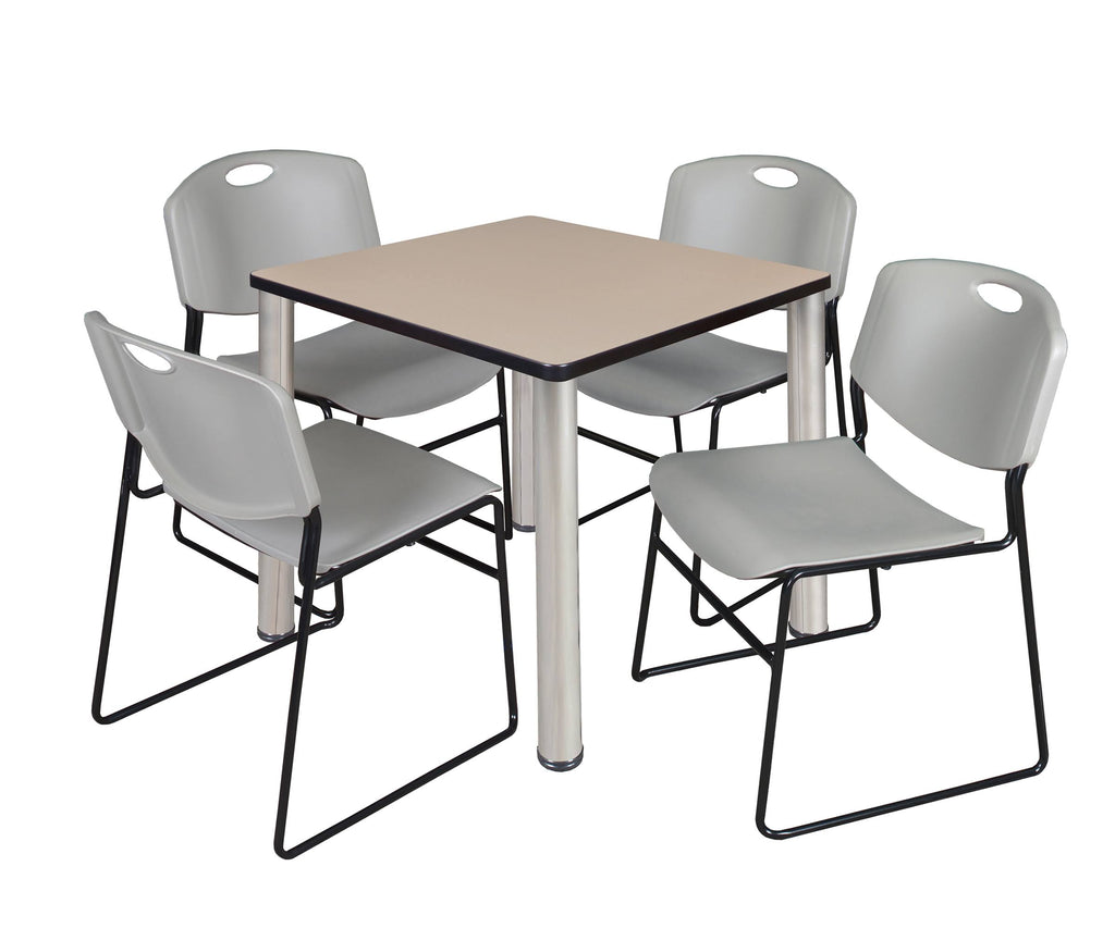 Square Breakroom Table with 4 Stack Chairs G4442