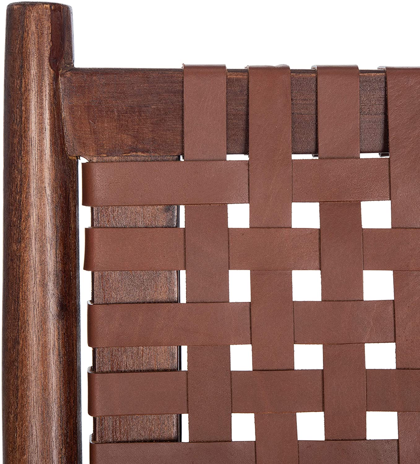 Brown Leather Woven Accent Chair Y972