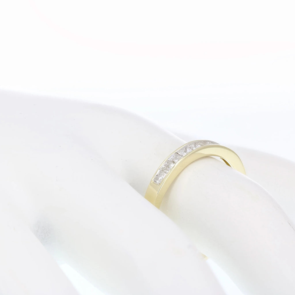 14K Yellow Gold Princess Cut Diamond Wedding Band Size 9 J7423