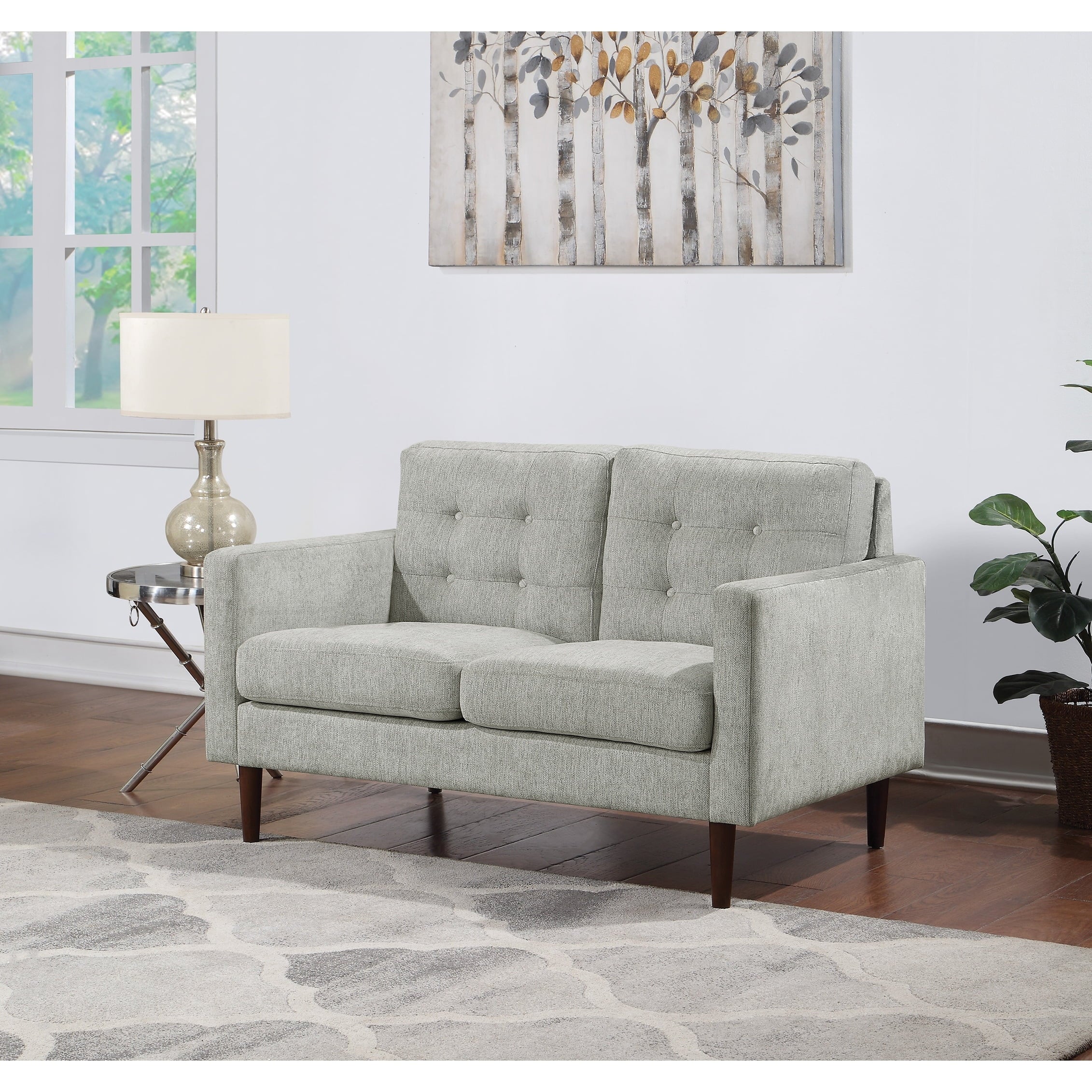 Cream Fabric 2-Cushion Loveseat B79553