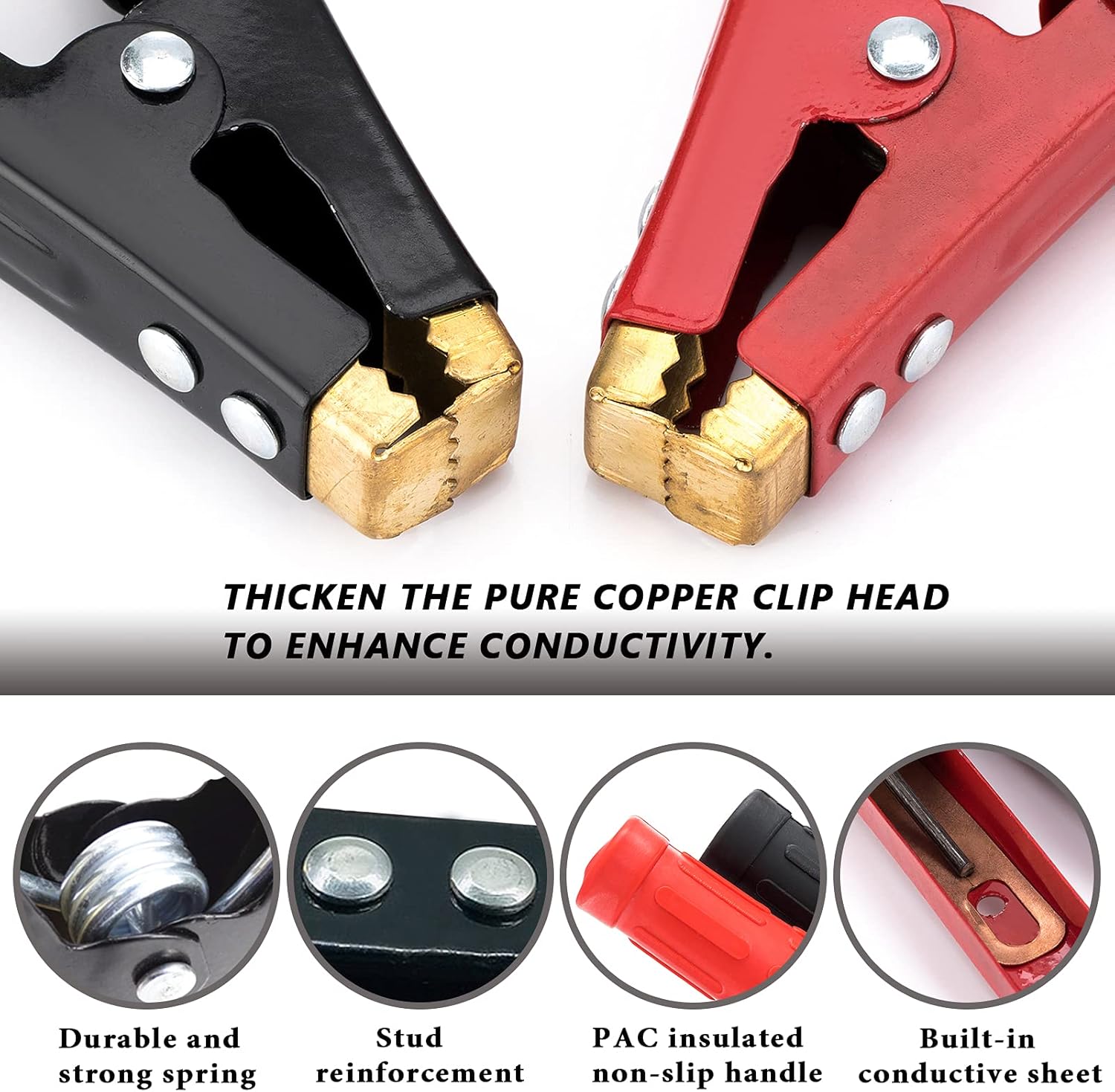 Heavy Duty Pure Copper Jumper Cables Car Battery Charger Clamps (2 PCS) V2833