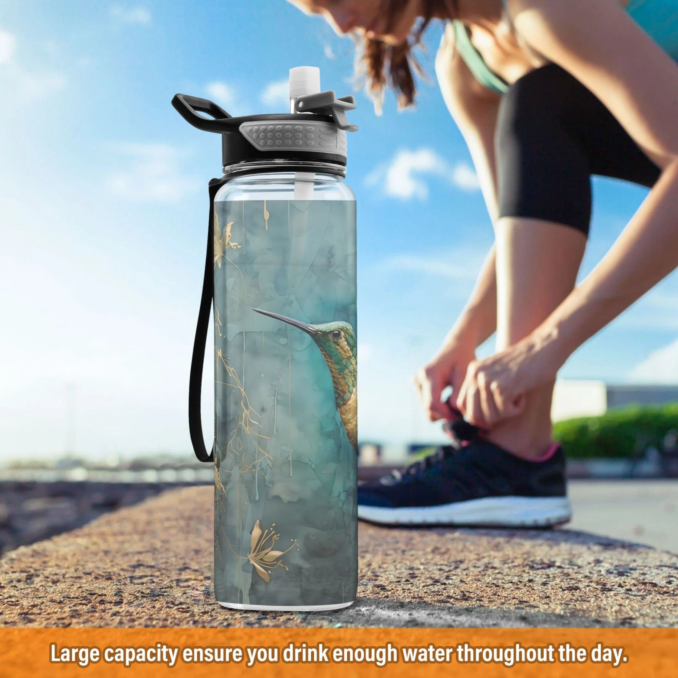 Green 32oz Tritan Water Bottle with Straw R337