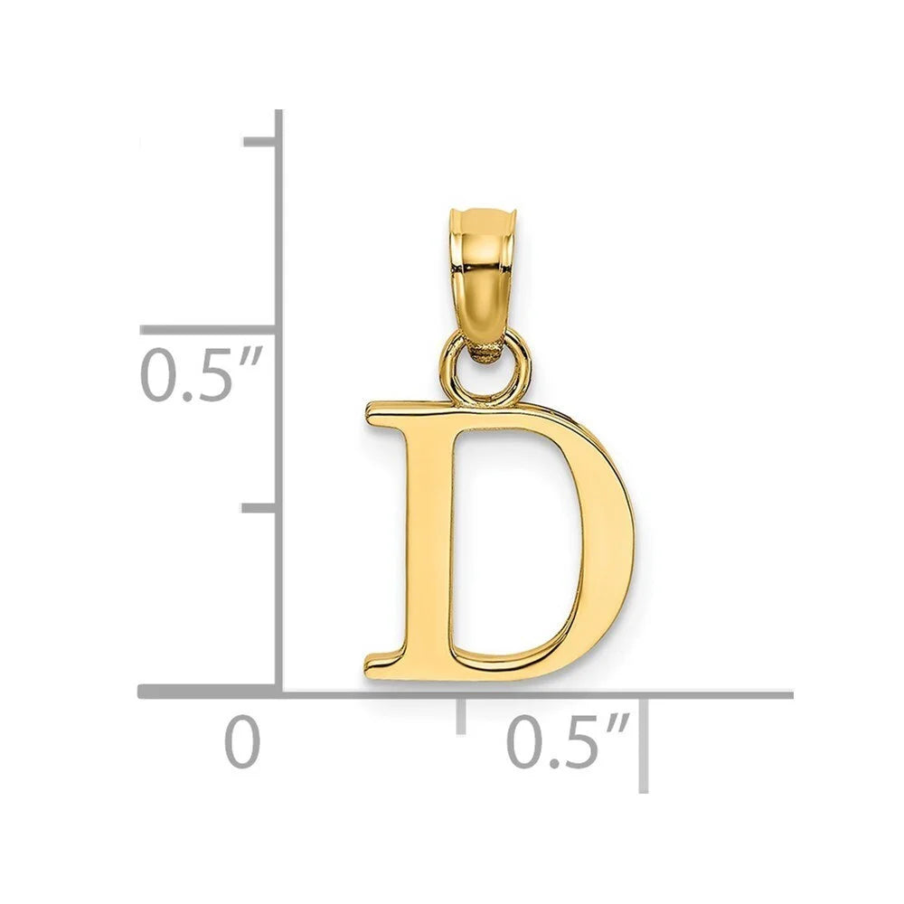 14k Yellow Gold Polished D Block Initial Pendant E38982