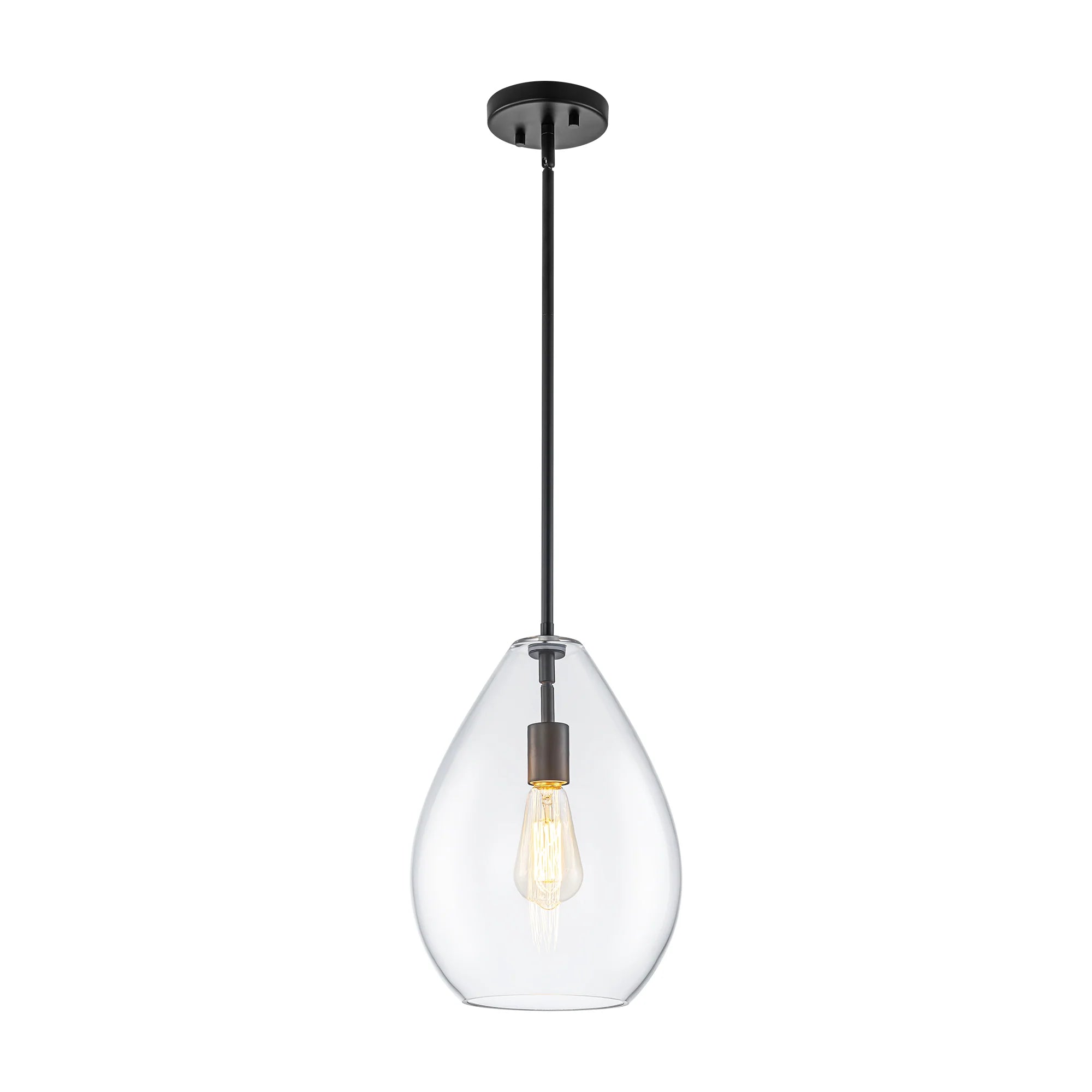 1-Light Dimmable Clear Glass Pendant N6965