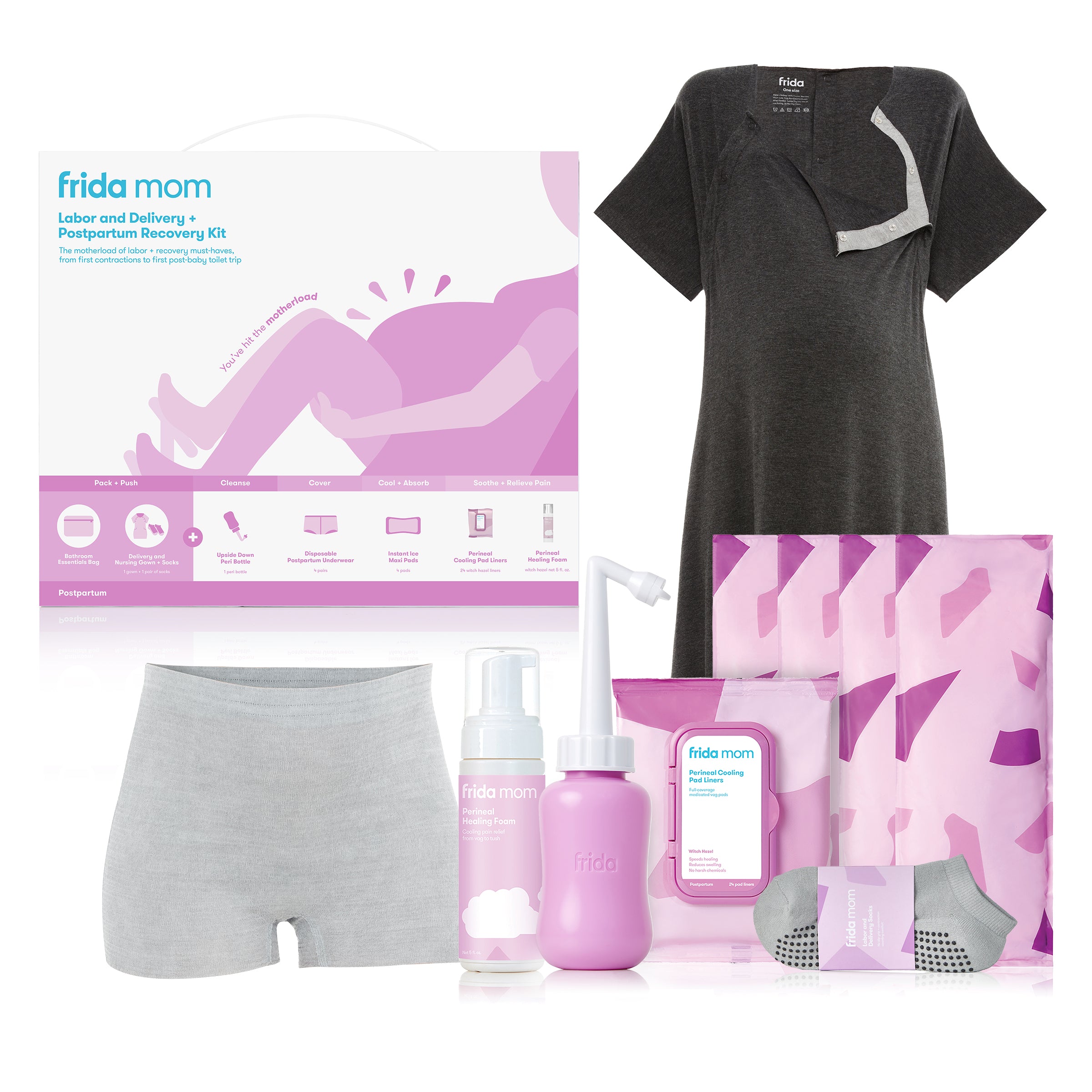 7 Count Postpartum Care Recovery Kit with Peri Bottle and Disposable Underwear W999