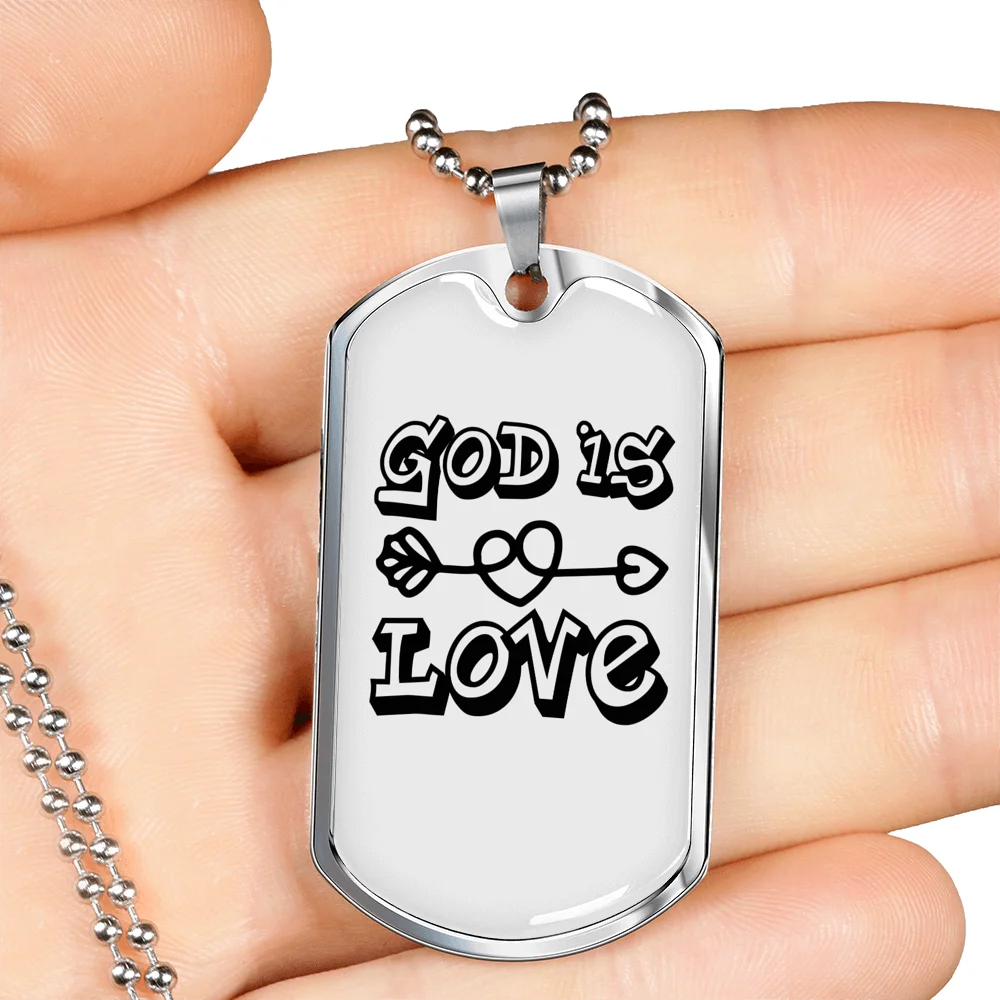 Stainless Steel or 18k Gold Dog Tag Necklace with 24" Chain U960