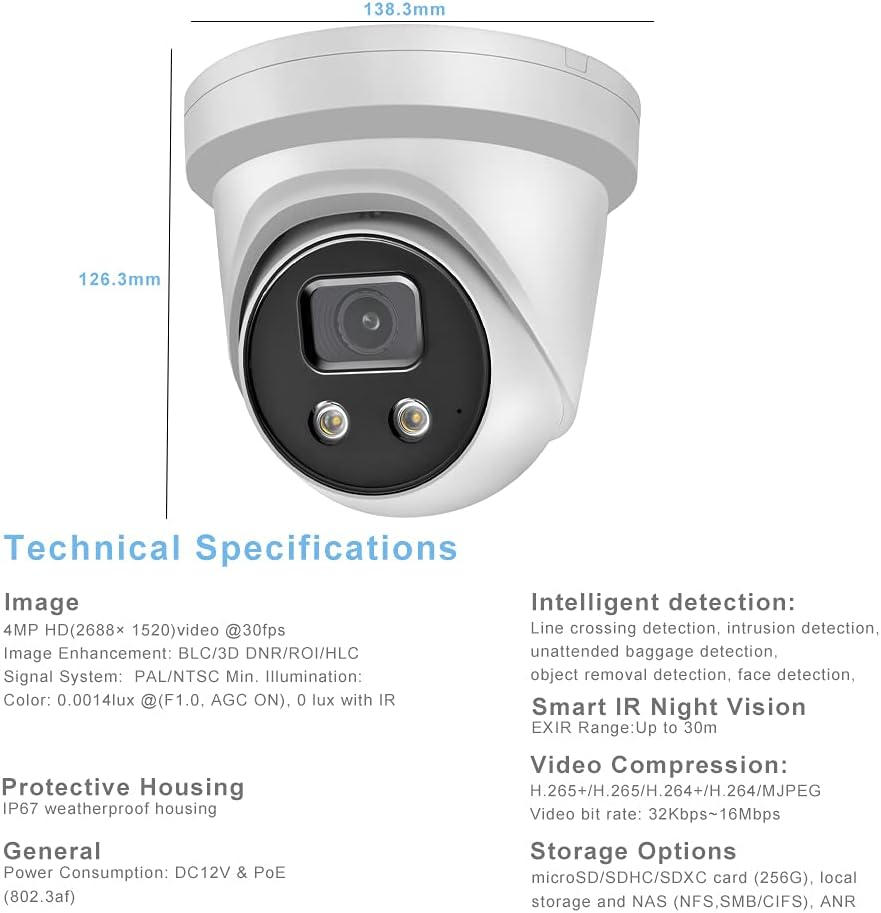 4MP POE IP Camera with Built-in Microphone and SD Slot G156202