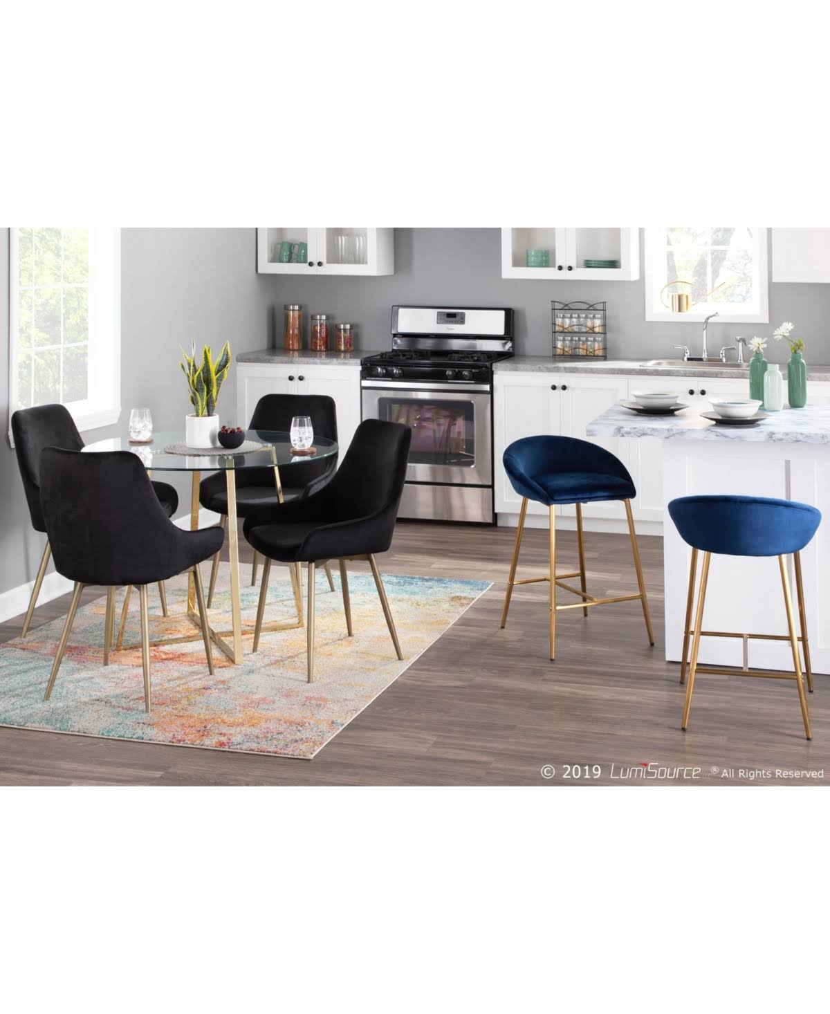 Black Solid Back Dining Side Chair, Set of 2 B331