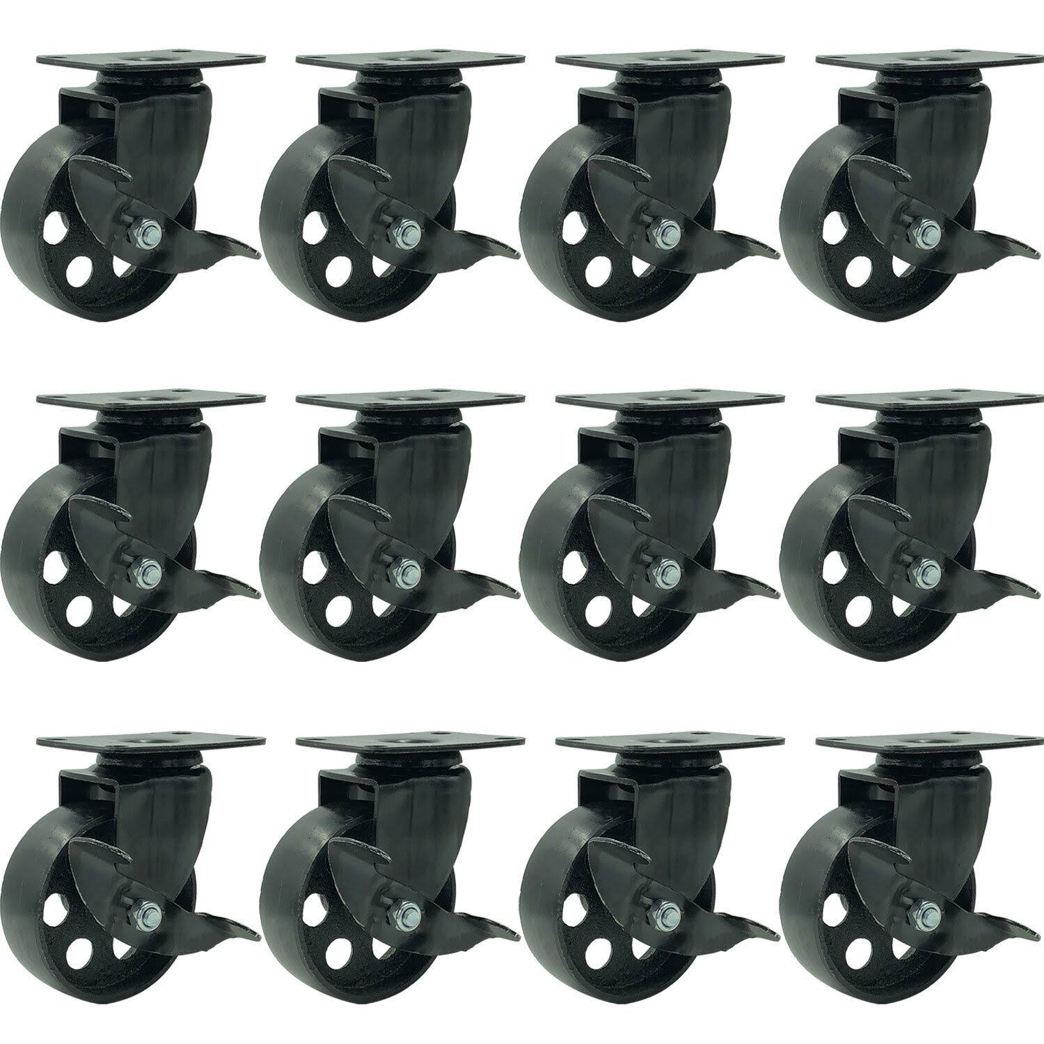 All Black Metal Swivel Plate Caster Wheel with Brake U17144