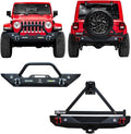 Front and Rear Bumper with LED Lights and Tire Carrier and Winch Plate J6999