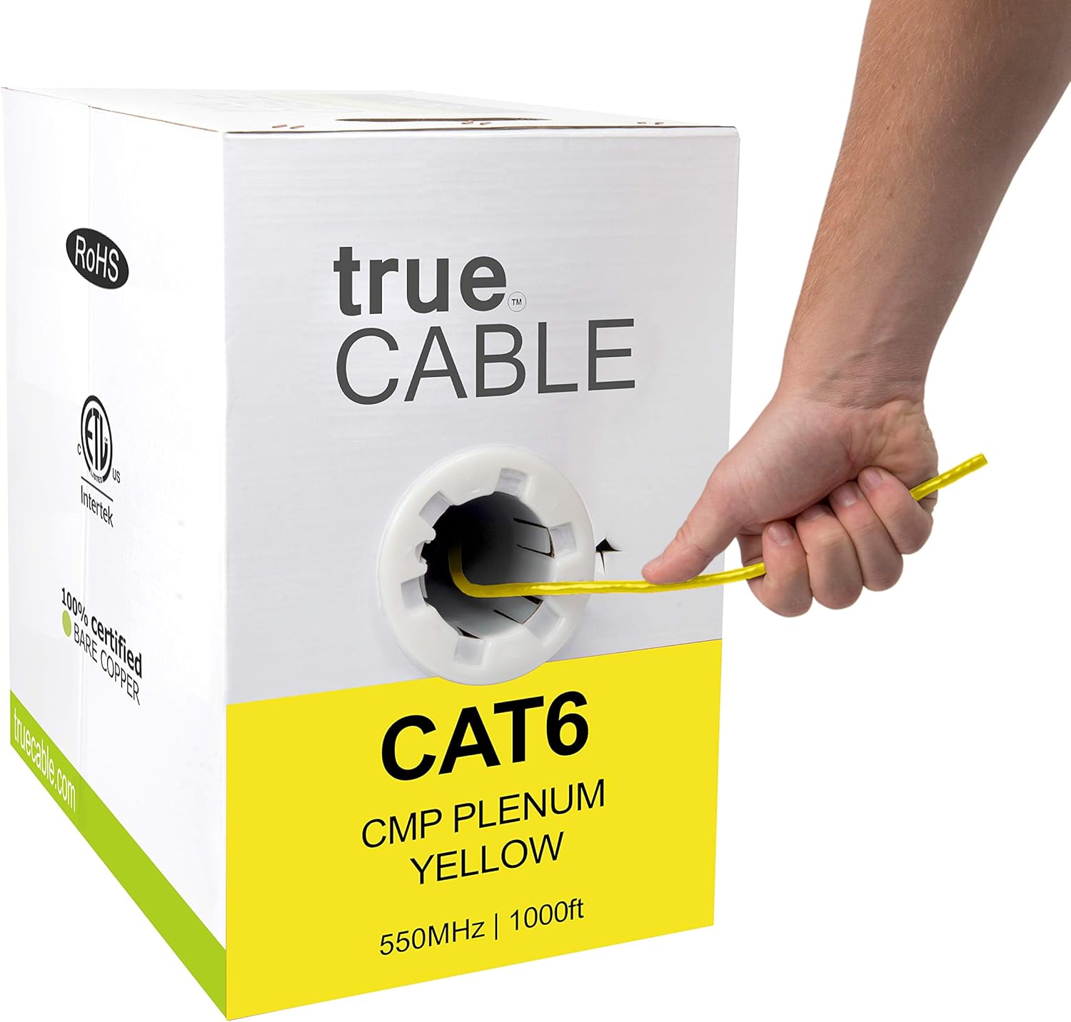 1000ft Black 23AWG 4 Pair Solid Bare Copper Bulk Ethernet Cable C9005