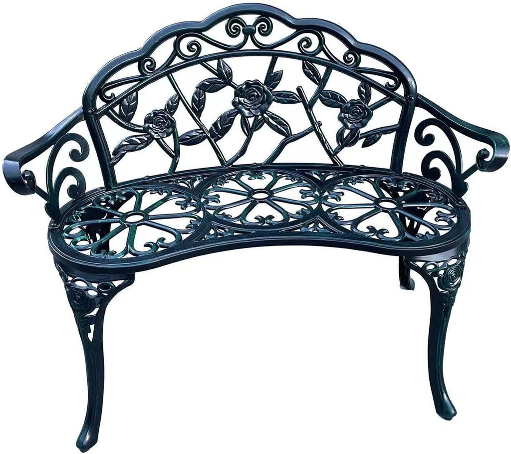 Green Cast Aluminum Patio Bench T8462