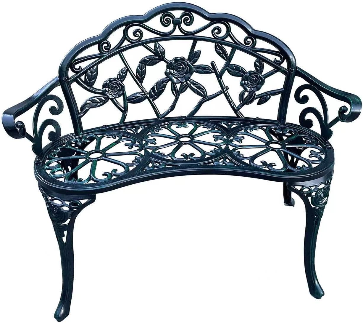 Green Cast Aluminum Patio Bench T8462
