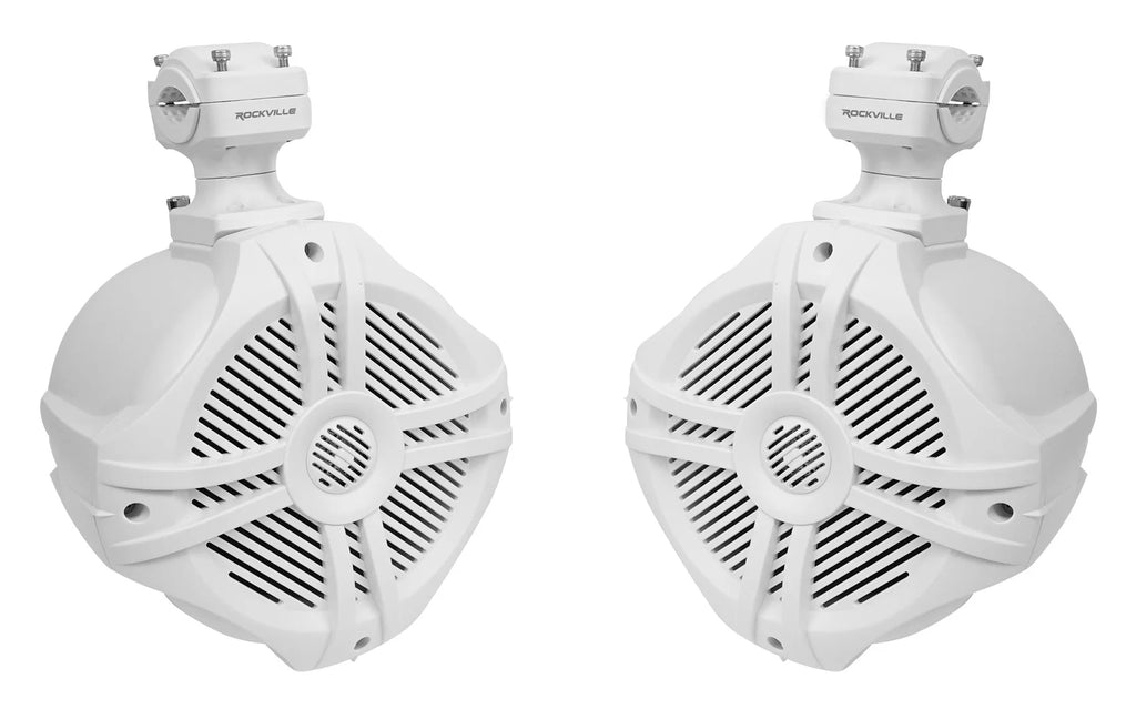 White 6.5" Marine Wakeboard Tower Speakers with Amplifier Q359