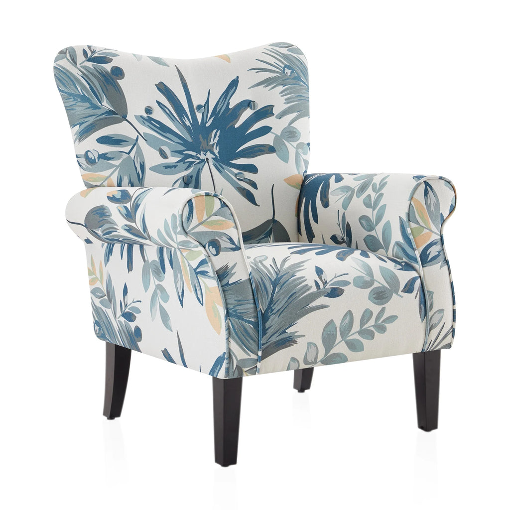 Blue Floral Accent Armchair M4785