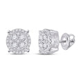10kt White Gold Round Diamond Cluster Earrings 1/2 Cttw G6048