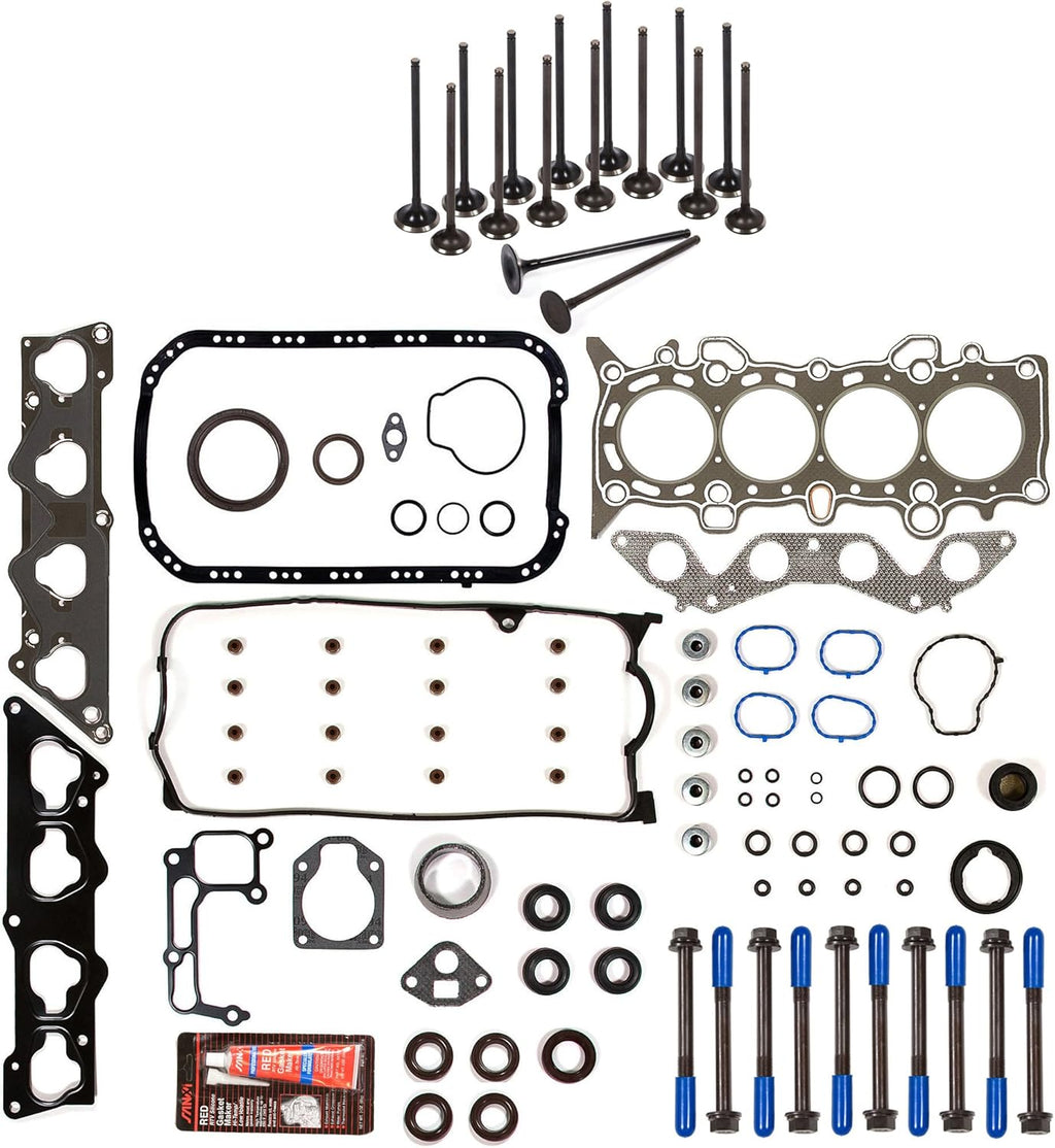 Full Gasket Set Head Bolts Intake Exhaust Valves for 1.7L Honda Civic D17A1 K459