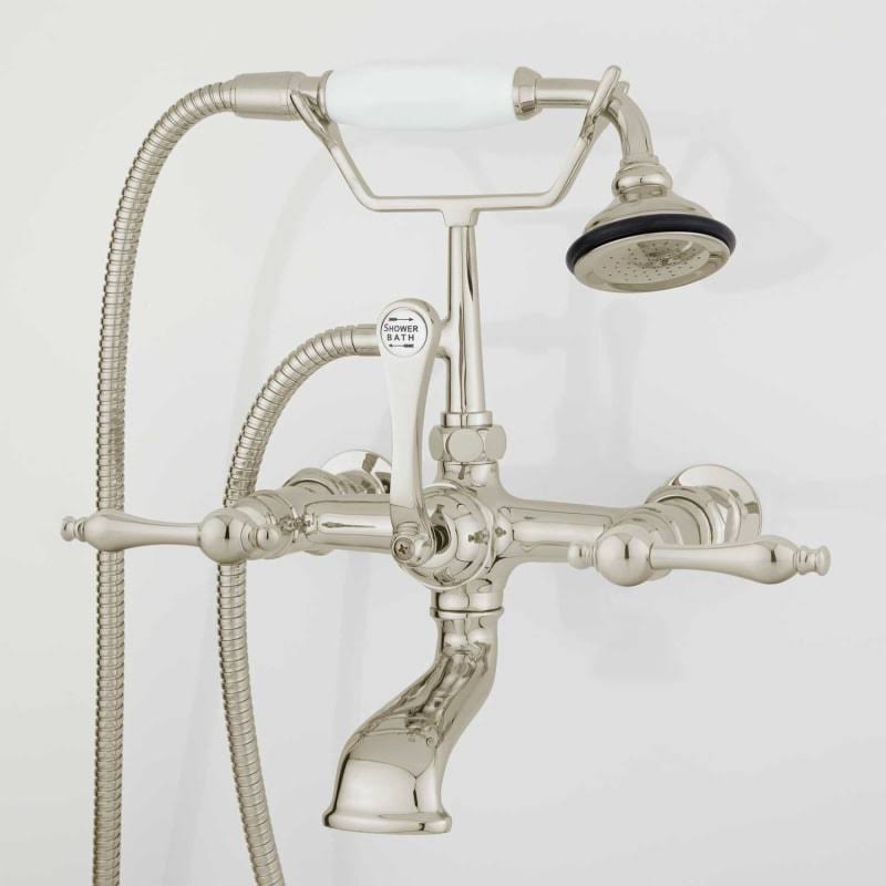 Wall Mounted Tub Filler Faucet with Lever Handles and Hand Shower T54396