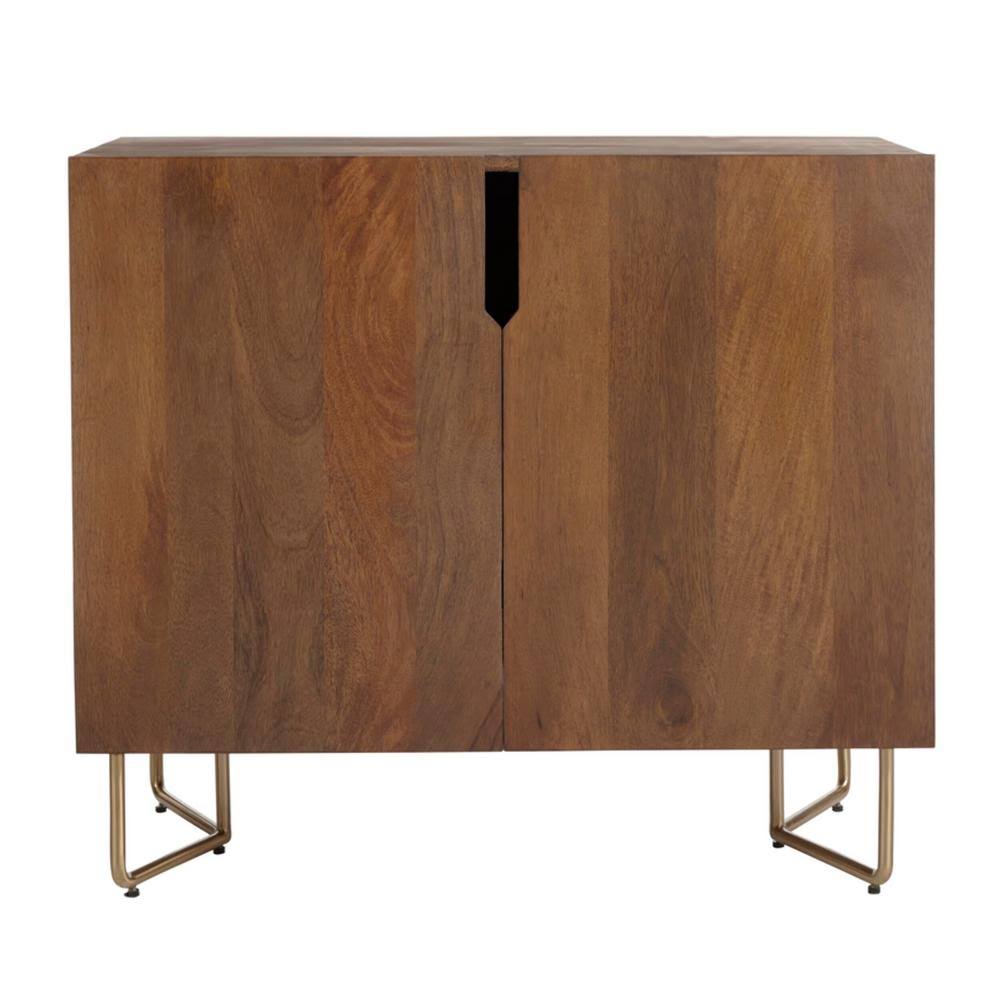 Wood Cabinet with Brass Finish Metal M64493