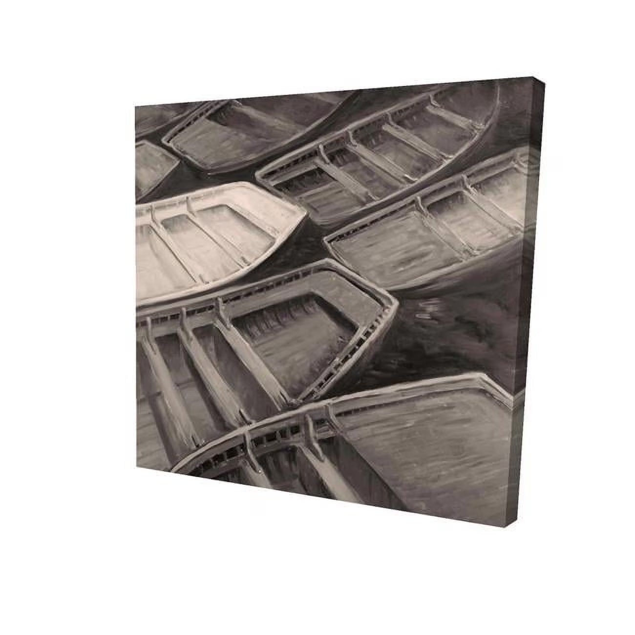 Small Canoes Sepia Style-Print on Canvas D3338