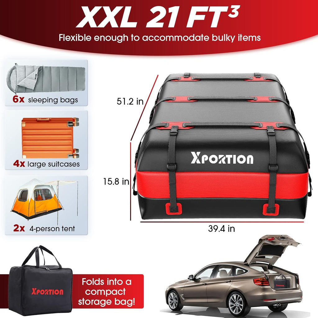 Waterproof Rooftop Cargo Carrier Bag, 21 Cubic Feet, with Non-Slip Mats and Straps Z648800