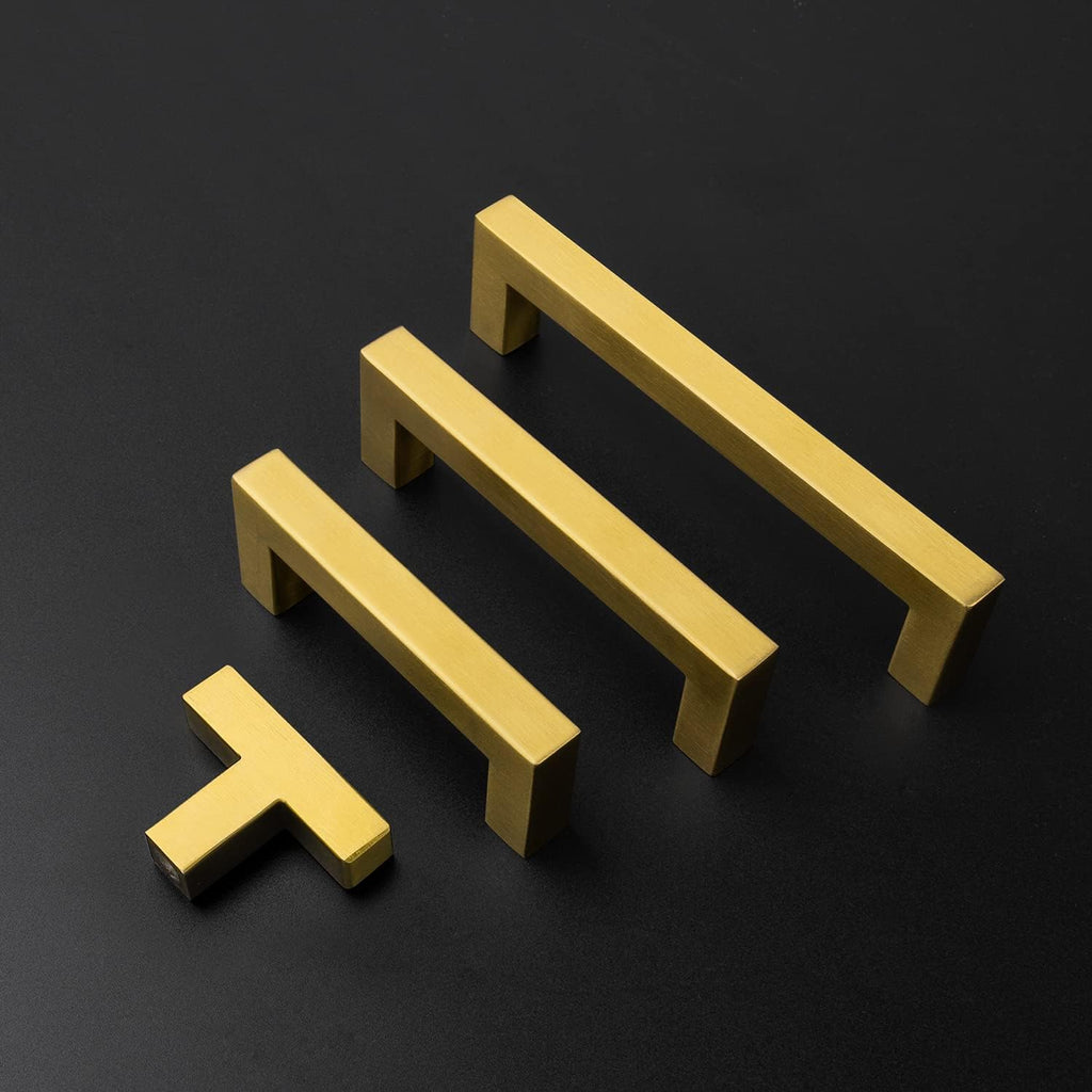 Gold Cabinet Pulls 128mm Hole Center Pack of 2 J897