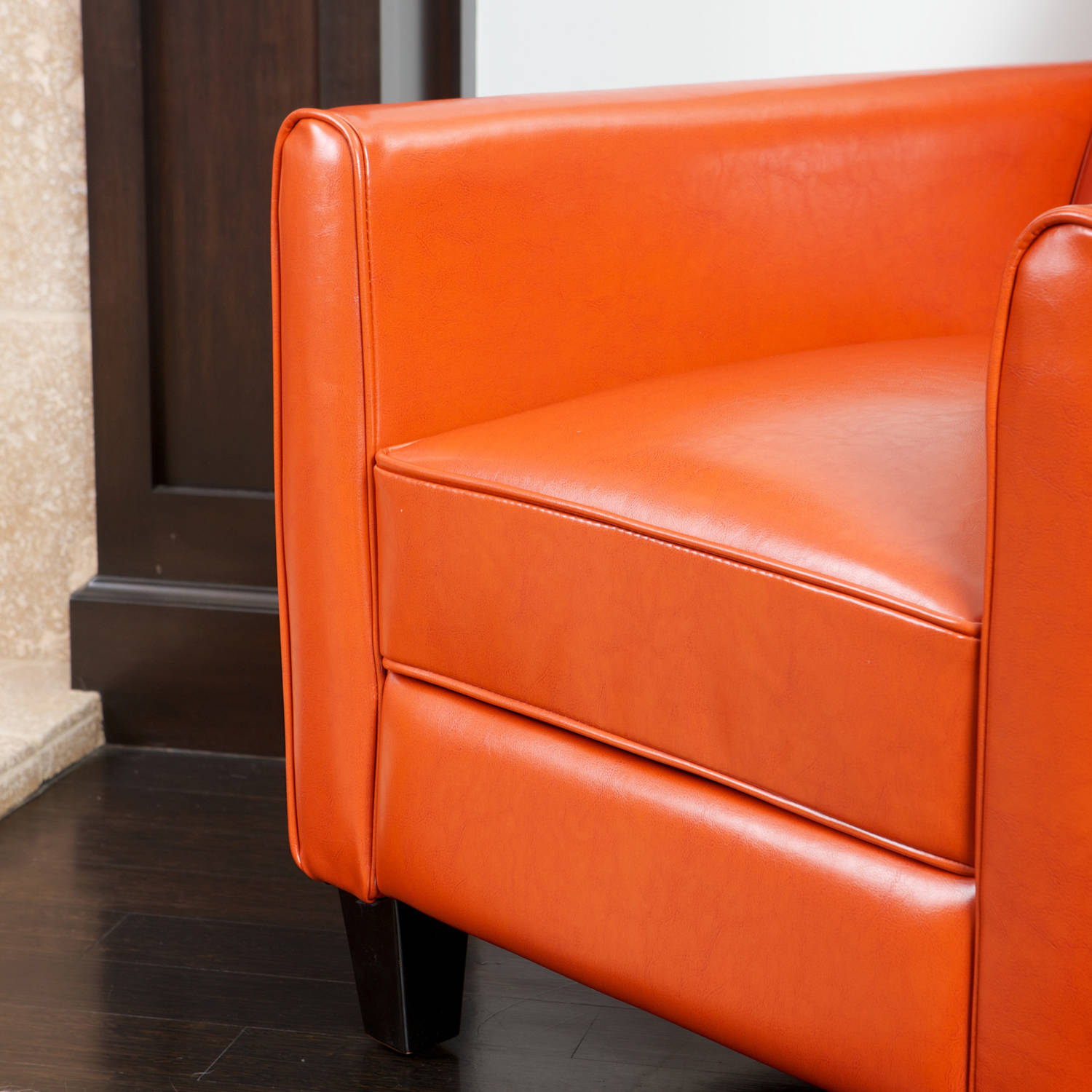 Orange Bonded Leather Push Back Recliner I389
