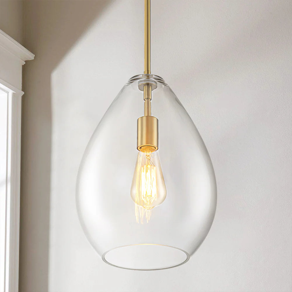 1-Light Dimmable Clear Glass Pendant N6965