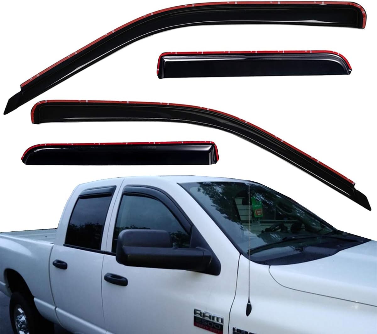 Dark Smoke Shatterproof 4 PCS In-Channel Side Window Visor Deflector Rain Guard A61696