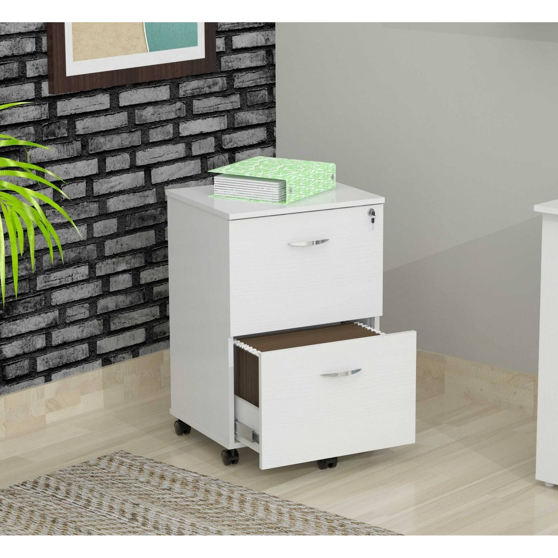 White Wood Two Drawer Filing Cabinet A499468