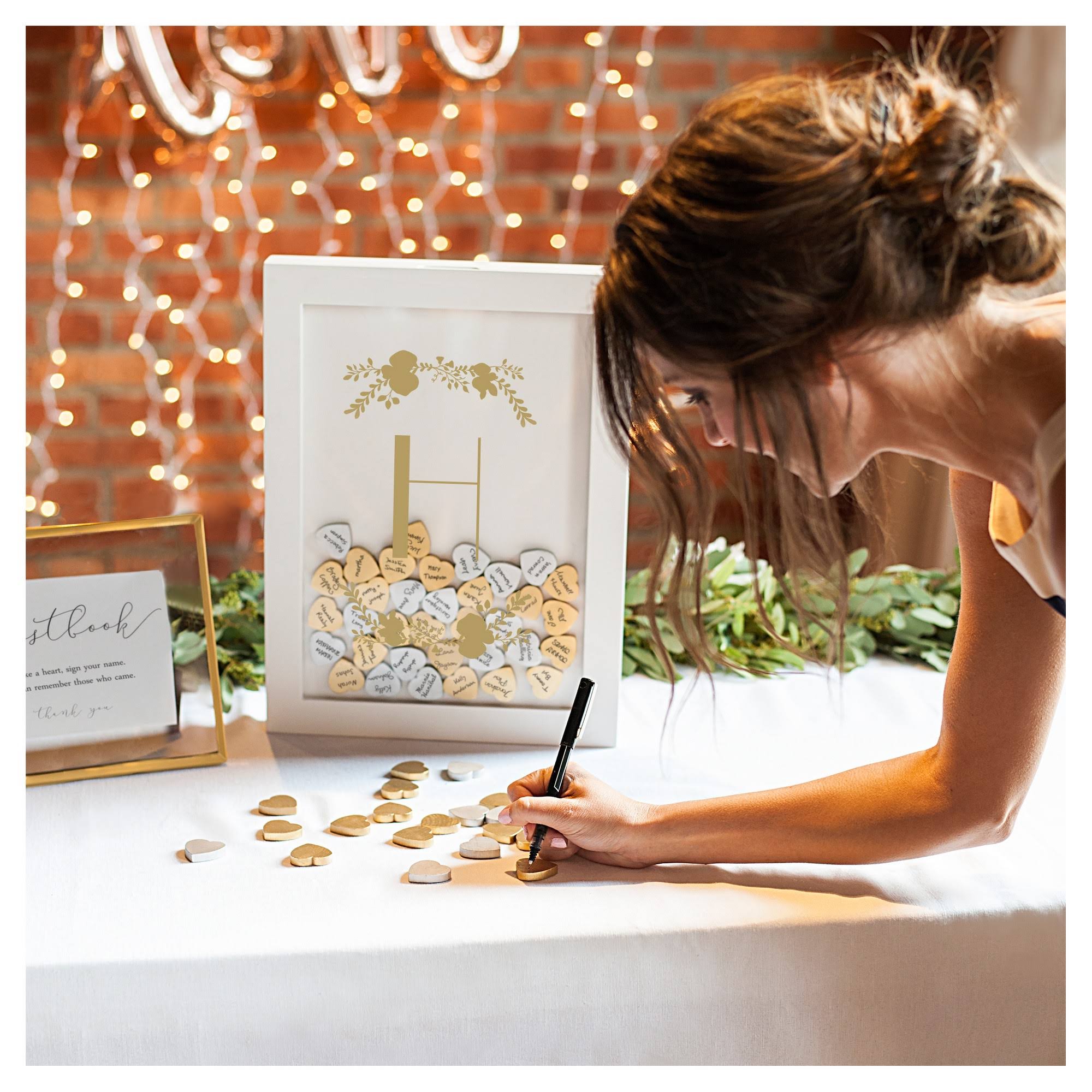 Gold Heart Drop Guestbook V709
