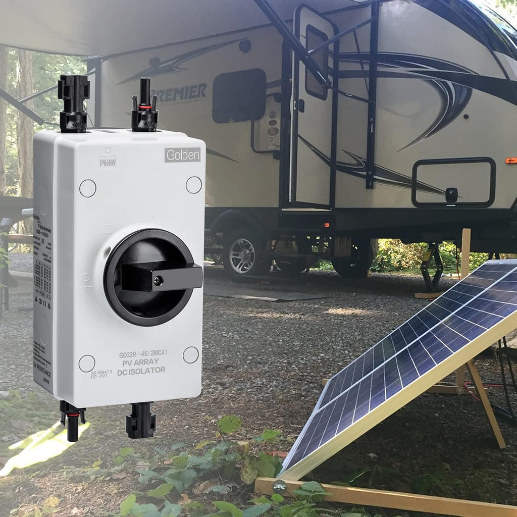 Solar Combiner Box 32A 1000V PV DC Isolator Switch with Solar Connector, IP66 Waterproof G9097