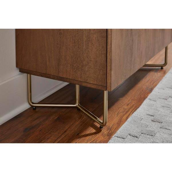 Wood Cabinet with Brass Finish Metal M64493