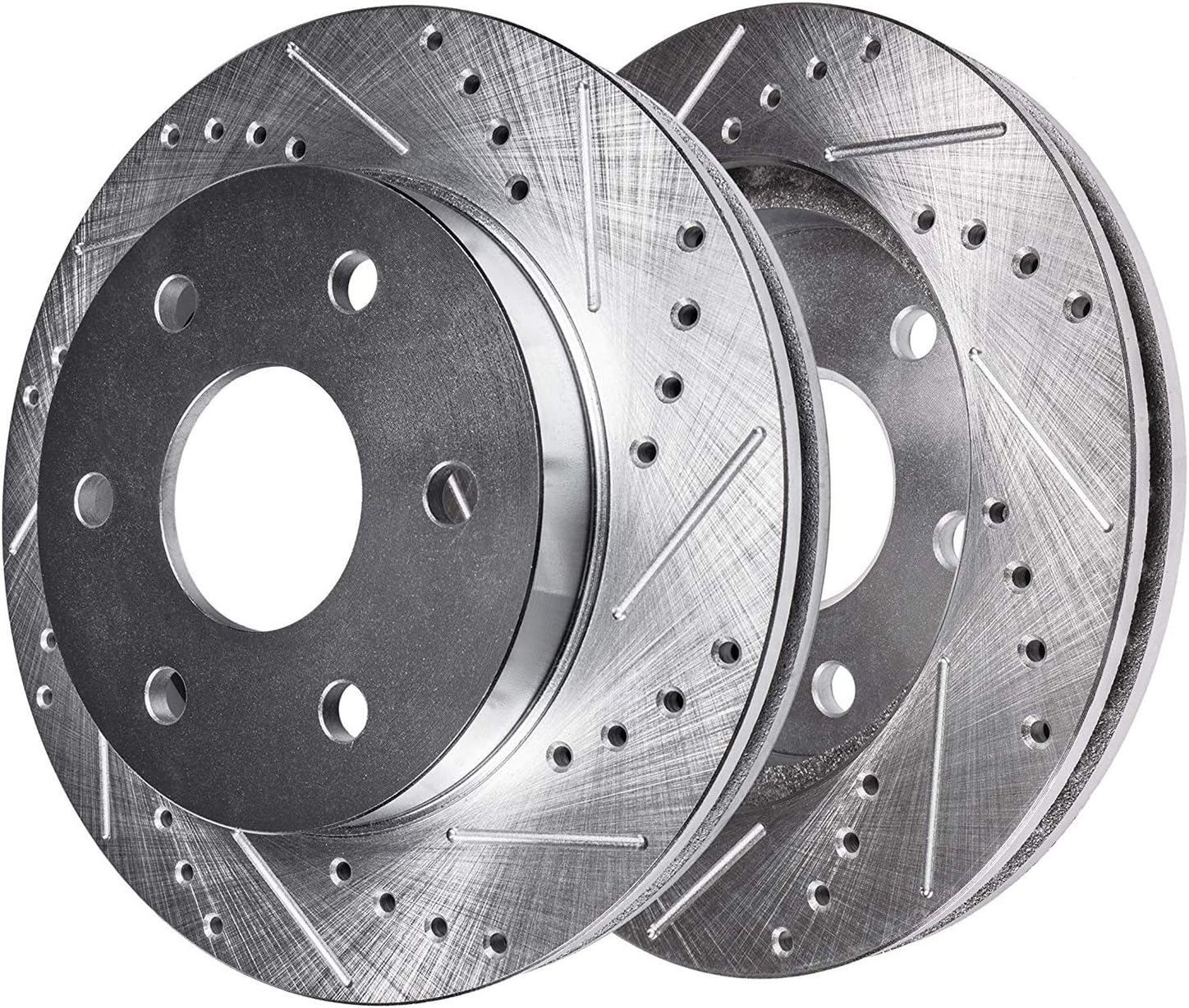 Front Drilled and Slotted Disc Rotors and Brake Pads 6pc Set T993980